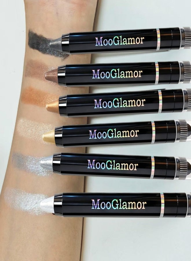 MooGlamor 6 Pcs Eyeshadow Stick Shimmer Eye Shadow Set with Retractable and Blendable Eye Shadow Stick for Long-Lasting Colorful Eye Makeup - Image 5